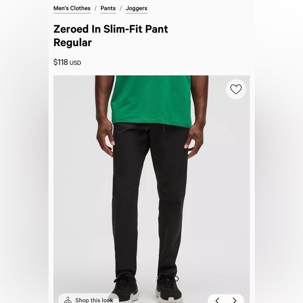 NWT Lululemon Athletica Men's Black Joggers XL